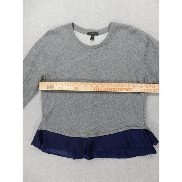 J Crew Ruffled‎ Hem Crew Sweatshirt (Women's Small) Gray/Blue - Cotton - Picture 6 of 11